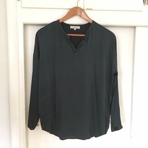 Antonelli/ forest green washed silk blouse